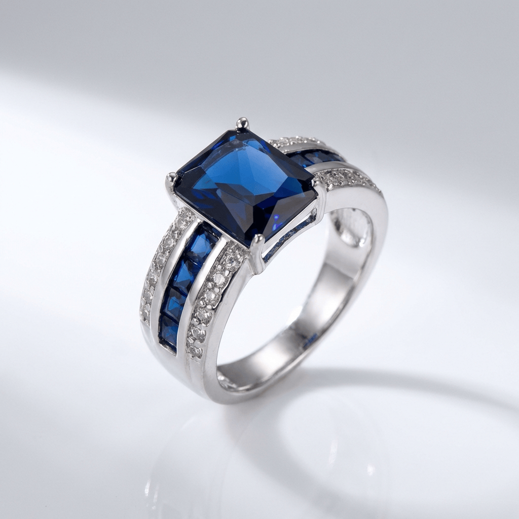 Vintage-Ring mit Edelstein von Rose & Oliver, mit buntem Edelstein-Detail und klassischem Design in gealtertem Silber.