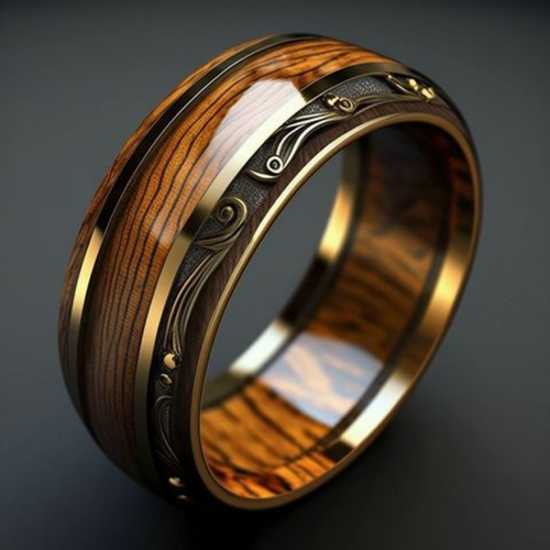 Anillo Timbercrest Heritage de Rose & Oliver en plata con detalles grabados, mostrado en primer plano en la imagen.