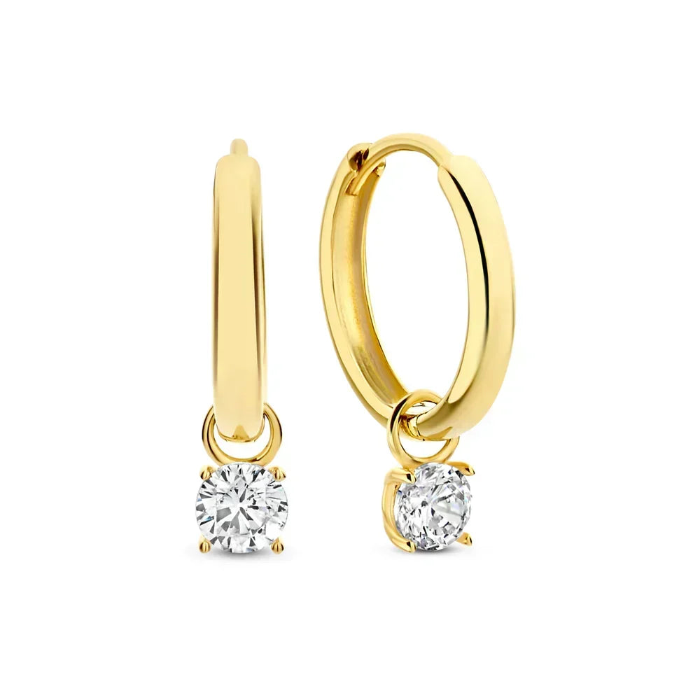 Aretes de argola en piedra dorada Celeste™ de Rose & Oliver, estilo elegante y moderno, con acabado brillante.