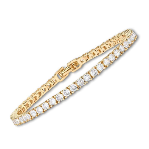 Pulseira de tênis dourada Rose & Oliver com elos delicados e acabamento brilhante, ideal para acessórios elegantes.
